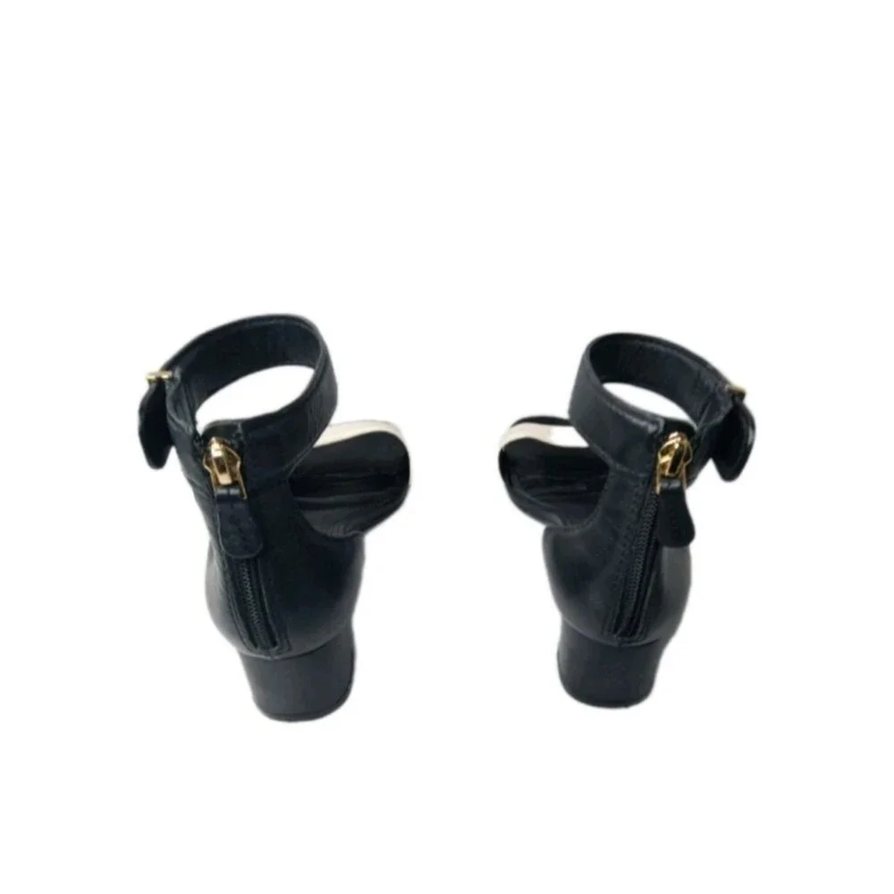Tory Burch Tana Ankle-Wrap City Sandal Size 8 M Black & White
